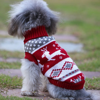 Festive Reindeer Print Knitted Sweater for Small and Medium Dogs - Perfect Christmas Pet Apparel
