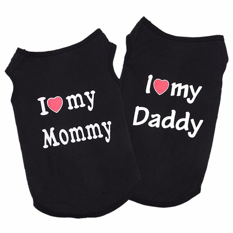 I Love My Daddy Printed Small Dogs Vest T-Shirt Cotton Sleeveless Tank Top Pet Apparel Dog Clothes