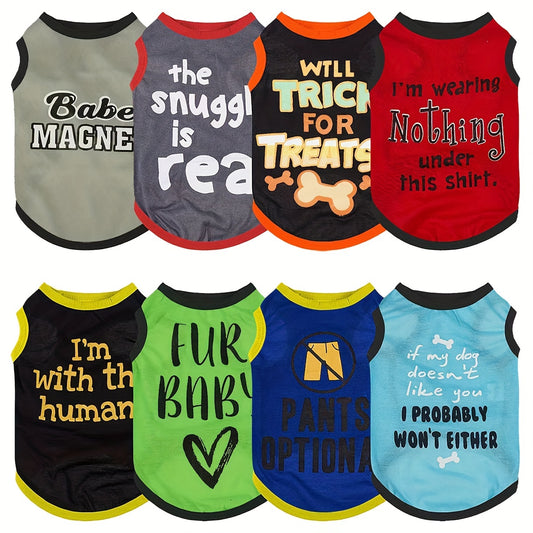 8pcs Of Stylish & Airy Dog Shirts - Perfect For Pet Outdoor Playing